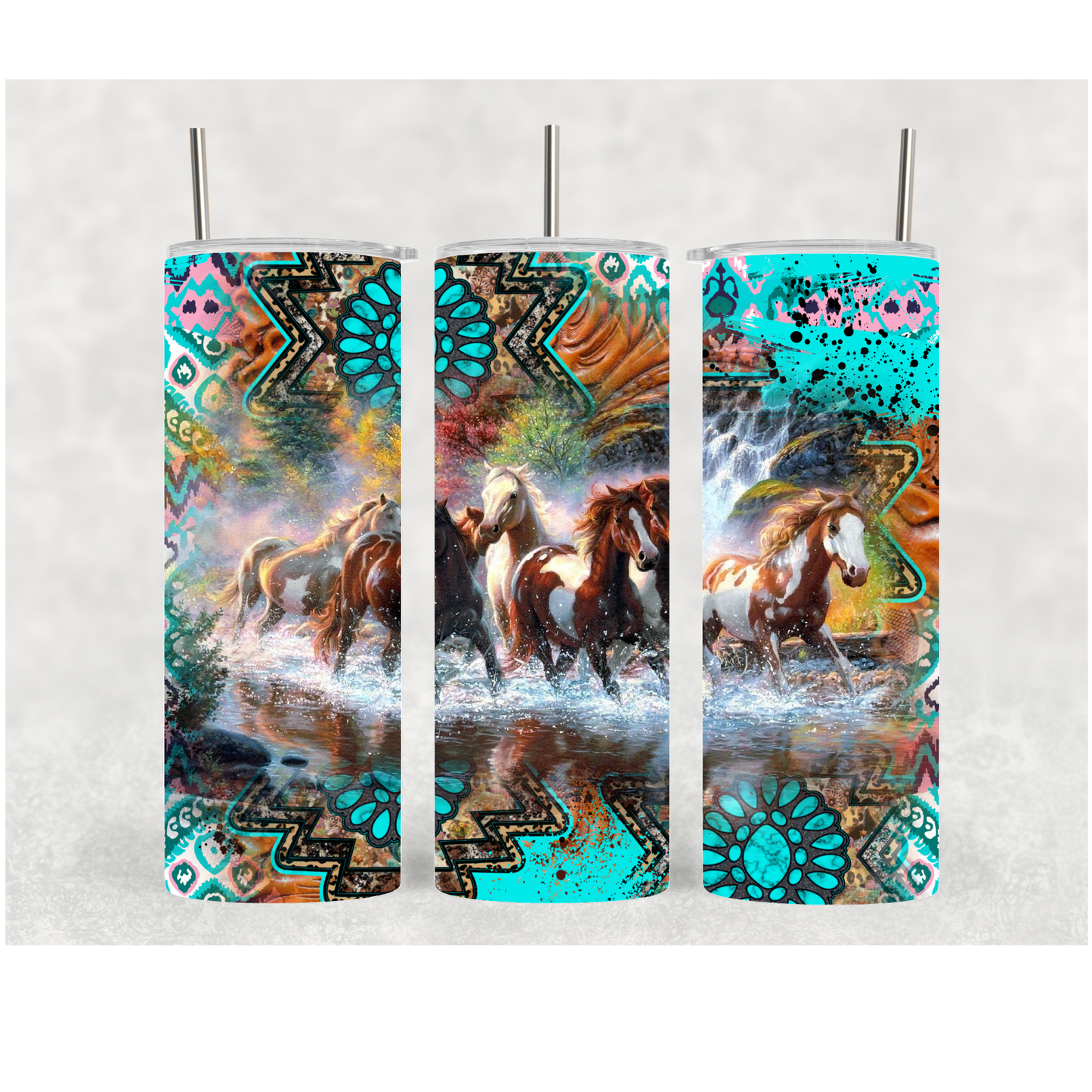 20oz Turquoise Horse