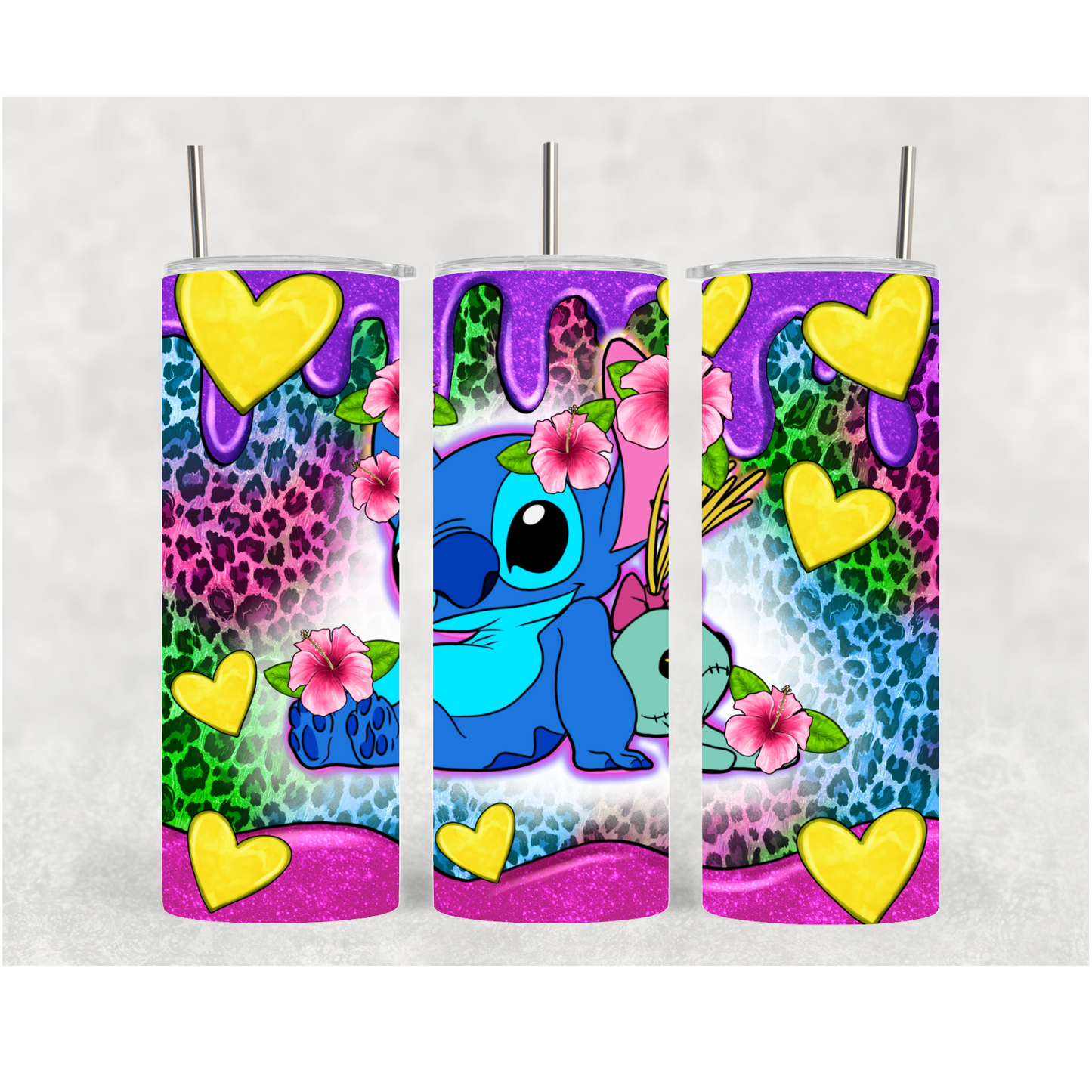 20oz Yellow Heart Purple Drip