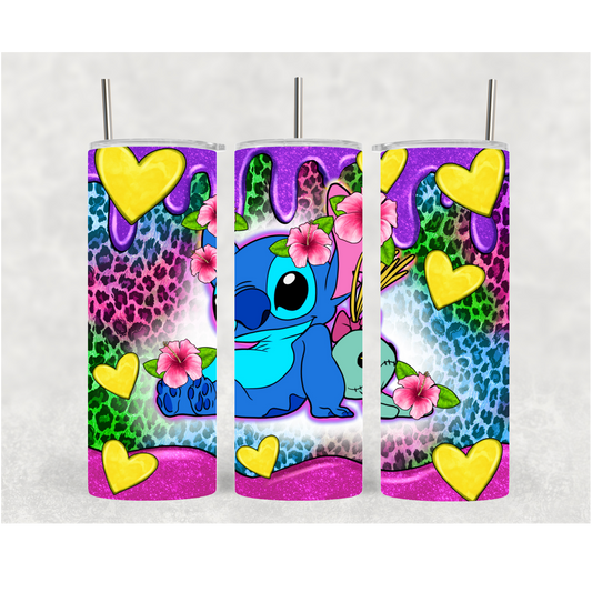20oz Yellow Heart Purple Drip
